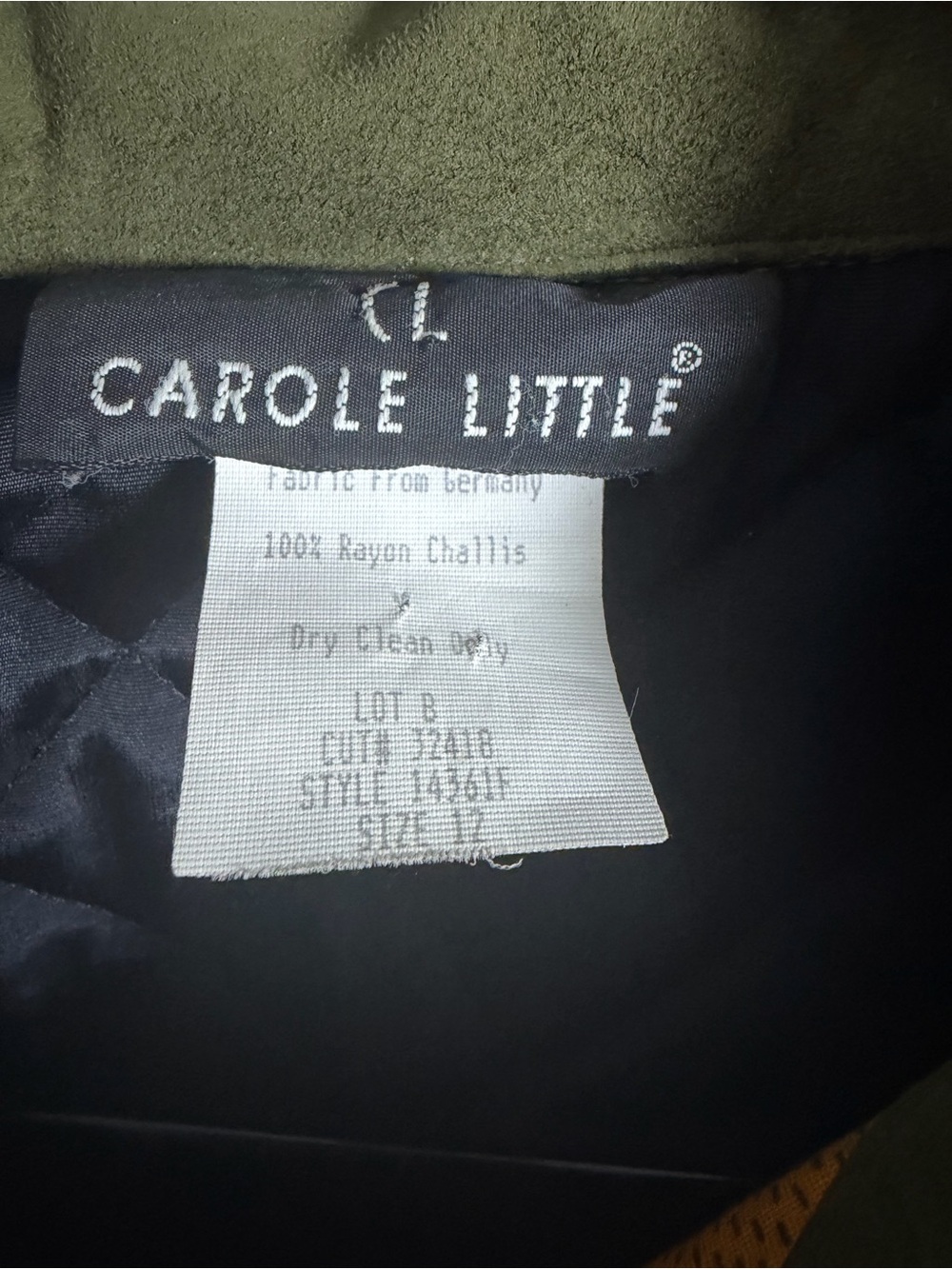 Carole Little Quilted Floral Jacket in Mustard with Olive Collar - Picture 8 of 11